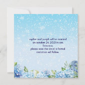 Elegante blaue Blumenhochzeit Save The Date (Rückseite)