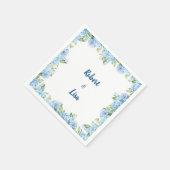 Elegante blaue Blumenhochzeit Serviette (Ecke)