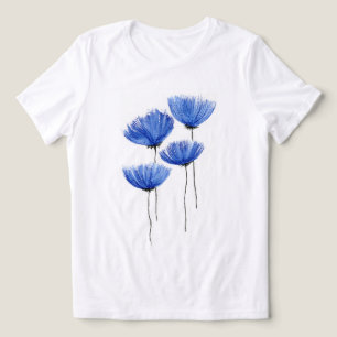 Elegante blaue Blumenillustration - sanfte Ästheti Tri-Blend Shirt