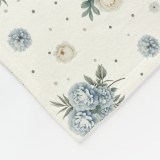 Elegante blaue Blumenmuster Fleecedecke (Ecke)