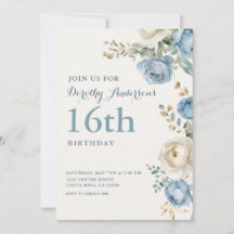 Elegante blaue Blumenparty zum 16. Geburtstag