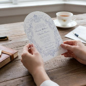 Elegante blaue Blumenrahmen-QR-Code-Hochzeit Einladung