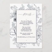 Elegante blaue Blumenstrauß Kunst Hochzeit Details Begleitkarte (Vorderseite)