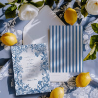 Elegante blaue Blumenwappen gestreifter Rücken Hoc