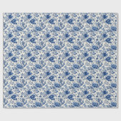 Elegante blaue Blumenwirkerei Geschenkpapier (Flach)
