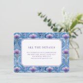 Elegante Blaue Blüten Begleitkarte (Stehend Vorderseite)
