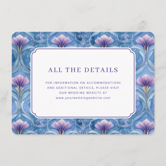 Elegante Blaue Blüten Begleitkarte (Vorderseite)