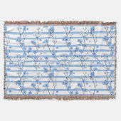Elegante blaue Blüten gestreift Decke (Vorderseite)