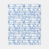 Elegante blaue Blüten gestreift Fleecedecke (Vorderseite)