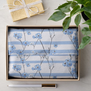 Elegante blaue Blüten gestreift Seidenpapier