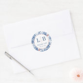 Elegante blaue Blüten Runder Aufkleber (Umschlag)