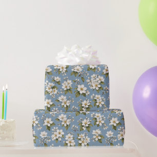 Elegante blaue Blütenblüte Geschenkpapier