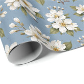 Elegante blaue Blütenblüte Geschenkpapier (Rolleneckpunkt)
