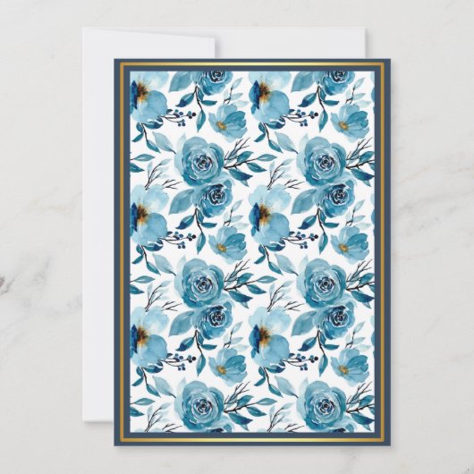 Elegante blaue Blütenweiße Überraschung Geburtswoc Save The Date (Rückseite)