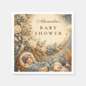 Elegante blaue Boho-Baby-Party Serviette (Vorderseite)