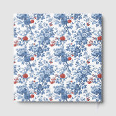 Elegante blaue botanische Blumenmuster Gästebuch (Rückseite)