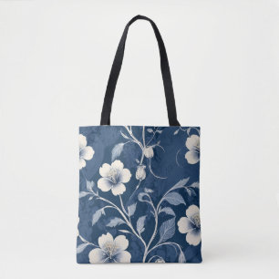 Elegante blaue botanische Flora Tasche