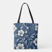 Elegante blaue botanische Flora Tasche (Rückseite)