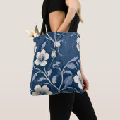 Elegante blaue botanische Flora Tasche (Von Nahem)