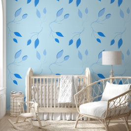 Elegante blaue botanische Peel-and-Stick-Wanddekor Tapete
