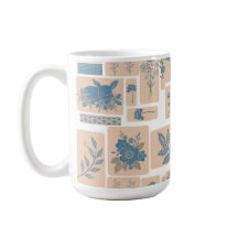 Elegante blaue botanische Tasse mit Hasen- und Blu