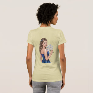 Elegante blaue Brautjungfer-Porträt-Illustration T-Shirt
