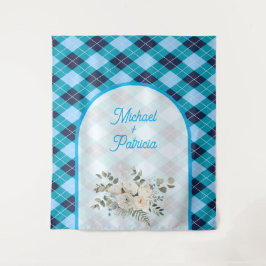 Elegante blaue Brautparty-Dekoration Wandteppich