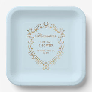 Elegante blaue Brautparty Pappteller