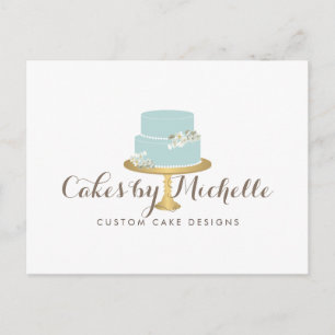 Elegante blaue Cake mit Blumen Cake Decorating Postkarte