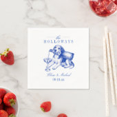 Elegante blaue Chinoiserie-Beagle-Hochzeit Serviette (Beispiel)