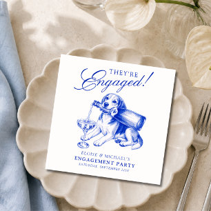 Elegante blaue Chinoiserie-Beagle-Hochzeitseinladu Serviette
