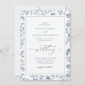 Elegante blaue Chinoiserie-Hochzeit Einladung (Vorderseite)
