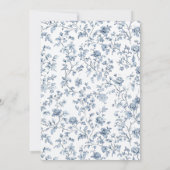 Elegante blaue Chinoiserie-Hochzeit Einladung (Rückseite)