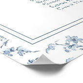Elegante blaue Chinoiserie-Hochzeitssitzplan Poster (Ecke)