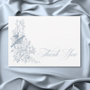Elegante blaue Chinoiserie Natur & Vögel Hochzeit Dankeskarte