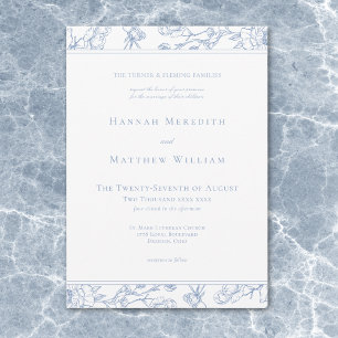 Elegante blaue Chinoiserie-Vogelkamm-Rand-Hochzeit Einladung
