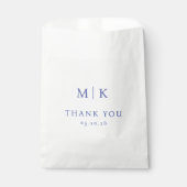 Elegante blaue Dankeskarte Geschenktütchen (Vorderseite)