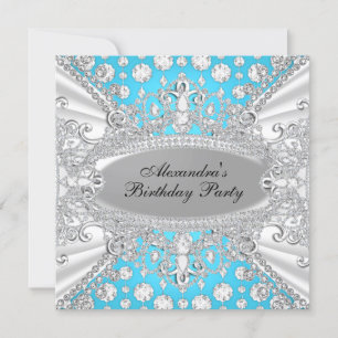Elegante blaue Diamant-Juwel-Einladung zum Geburts Einladung