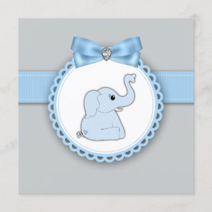 Elegante Blaue Elefant-Baby-Party Einladung