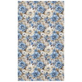 Elegante Blaue Elfenbein Blumen Luxus Tischdecke (Vorderseite)