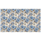 Elegante Blaue Elfenbein Blumen Luxus Tischdecke (Vorderseite (Horizontal))