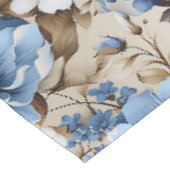 Elegante Blaue Elfenbein Blumen Luxus Tischdecke (Schrägansicht)