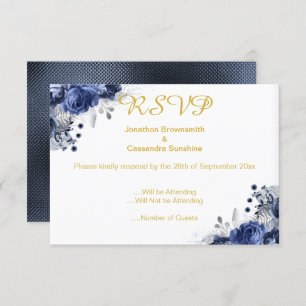 ELEGANTE BLAUE EMBOSSED ROSE UAWG INVITATION EINLADUNG