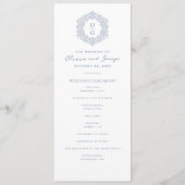 Elegante Blaue Erbstück-Hochzeit Programm (Vorderseite)