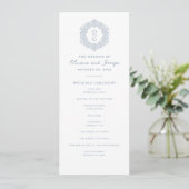 Elegante Blaue Erbstück-Hochzeit Programm (Stehend Vorderseite)