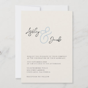 Elegante blaue Et-Zeichen-Hochzeitseinladung Einladung