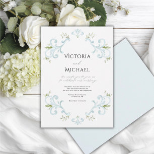 Elegante blaue fantastische Vintage-Hochzeit Einladung