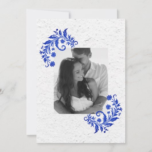 Elegante blaue Farbe mexikanische Hochzeit Einladung (Rückseite)