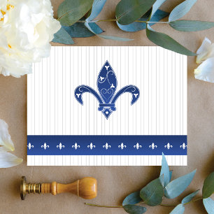 Elegante blaue Fleur de Lis Dankeskarte