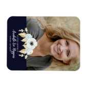 Elegante blaue Flora Beerdigung des Gedächtnisses Magnet (Horizontal)